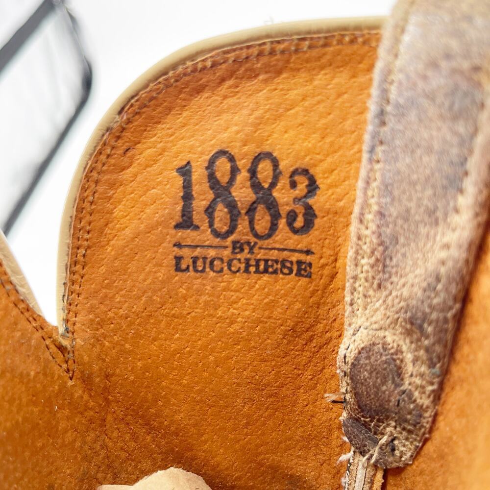 Lucchese Women’s 6 Tan Neutral Roughout Suede Snip Toe Cowgirl Western Boots - Picture 9 of 11